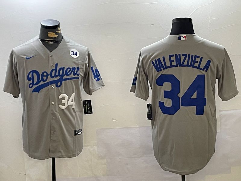 Men Los Angeles Dodgers #34 Valenzuela Grey Game 2024 Nike MLB Jersey style 11209->los angeles dodgers->MLB Jersey